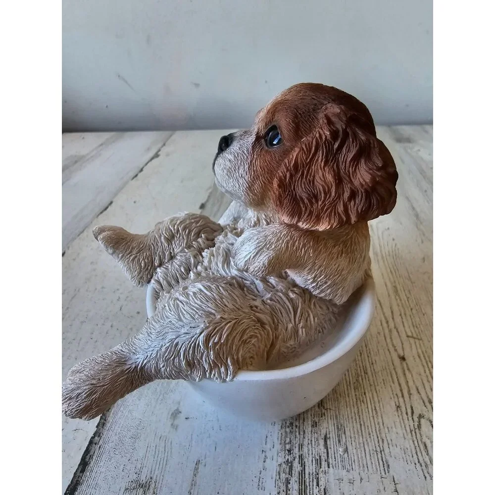 Realistic Springer dog spaniel mini statue teacup mug figurine puppy unique cute
